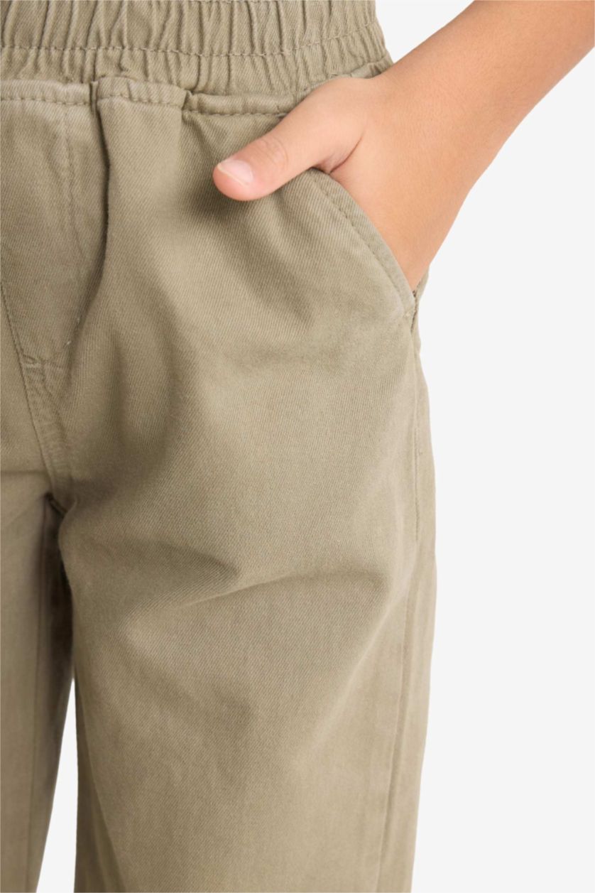 BOYS & TEENS Khaki Boy Waist Elastic Gabardine Trousers