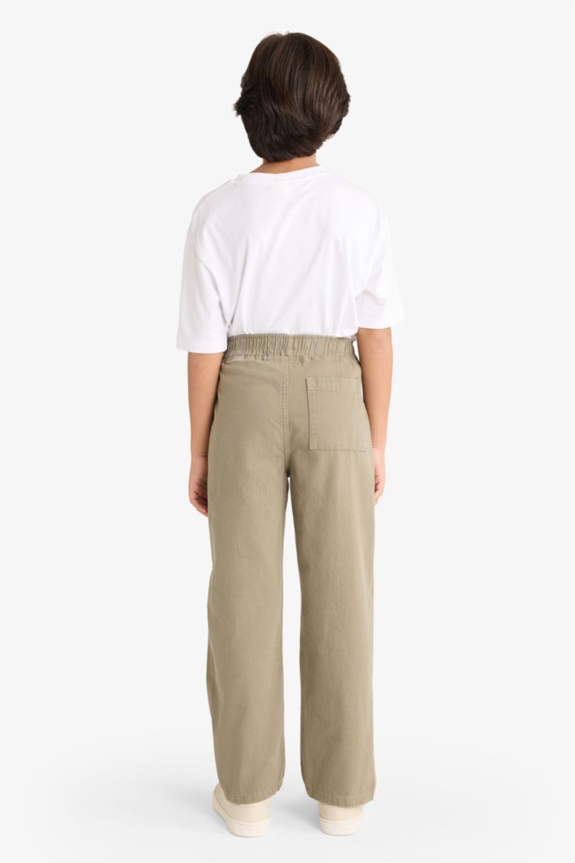 BOYS & TEENS Khaki Boy Waist Elastic Gabardine Trousers