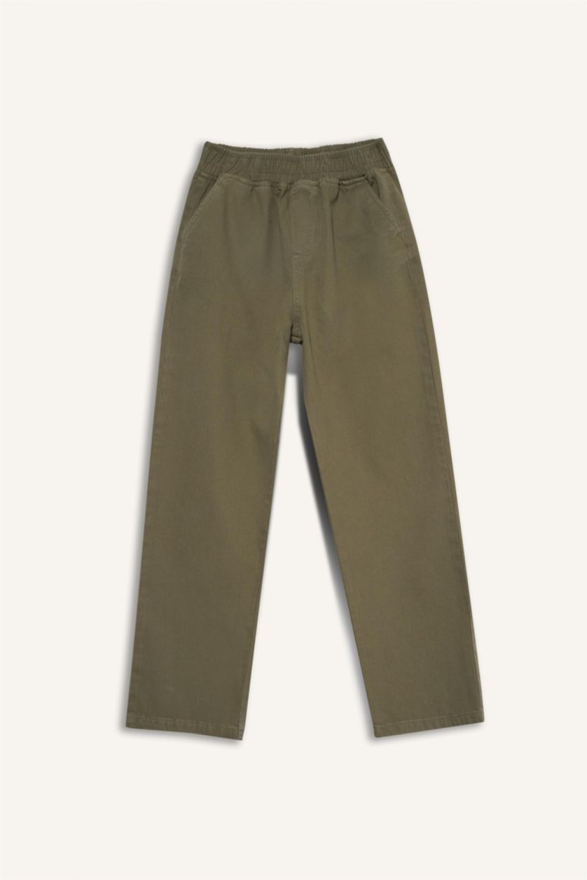 BOYS & TEENS Khaki Boy Waist Elastic Gabardine Trousers
