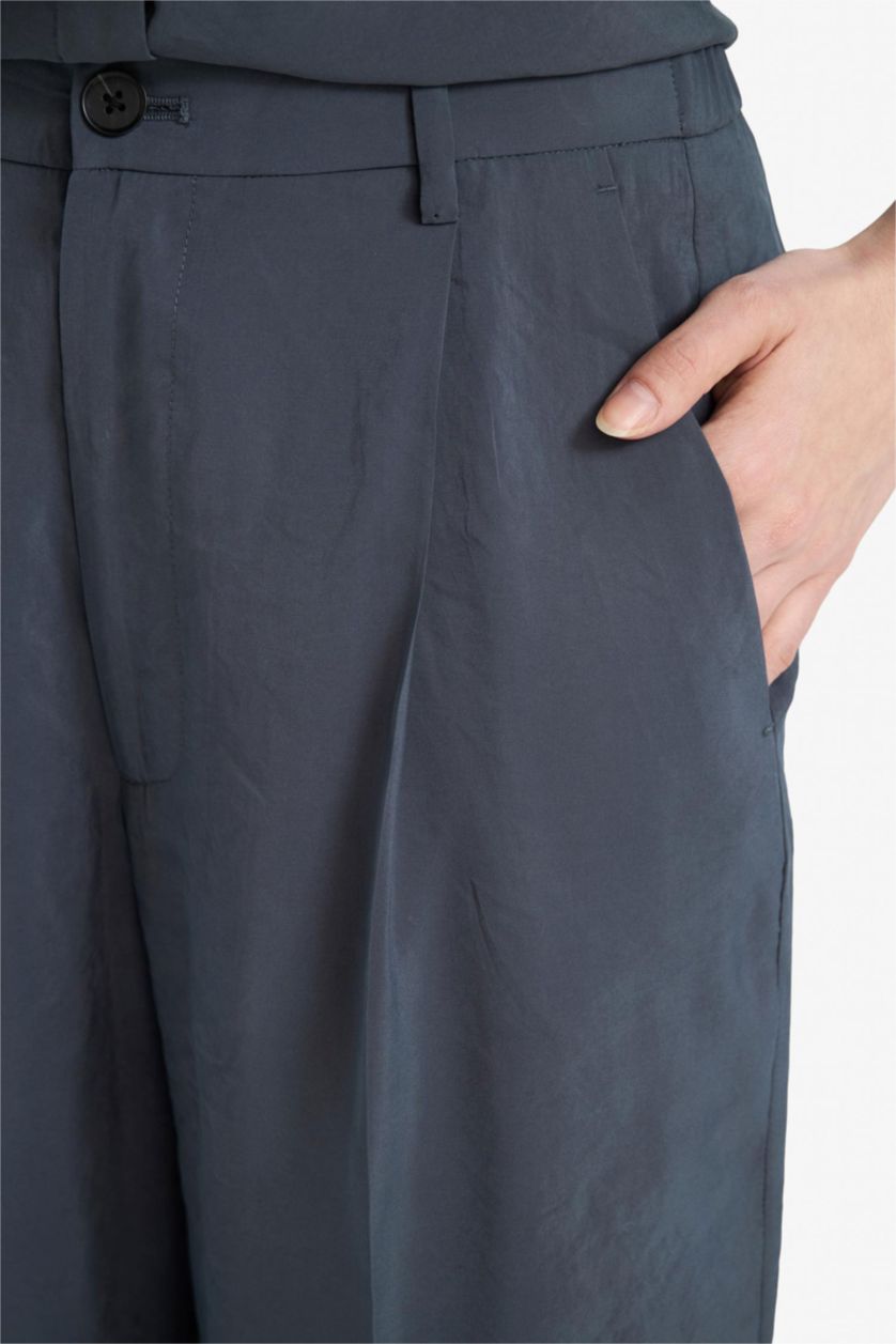 WOMAN Anthracite Wide Leg High Waist Modal Trousers