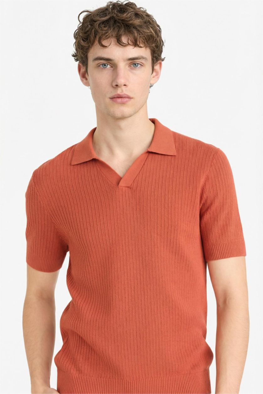 Мужчины Темно-оранжевый Футболка поло из 100% хлопка