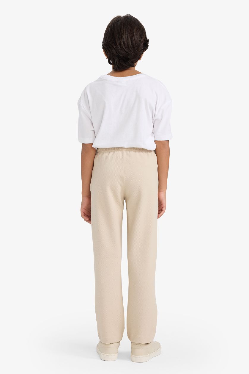 Erkek Çocuk - Genç Erkek Bej Beli Lastikli Standart Paça Pantolon Erkek Çocuk