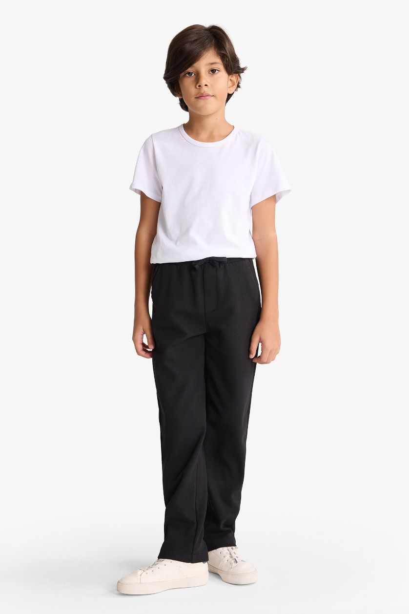 Erkek Çocuk - Genç Erkek Siyah Beli Lastikli Standart Paça Pantolon Erkek Çocuk