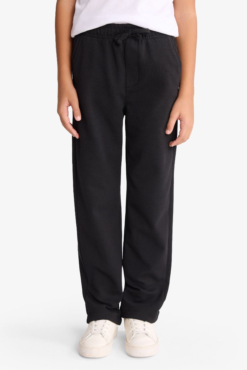 Erkek Çocuk - Genç Erkek Siyah Beli Lastikli Standart Paça Pantolon Erkek Çocuk