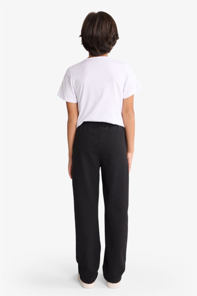 Erkek Çocuk - Genç Erkek Siyah Beli Lastikli Standart Paça Pantolon Erkek Çocuk