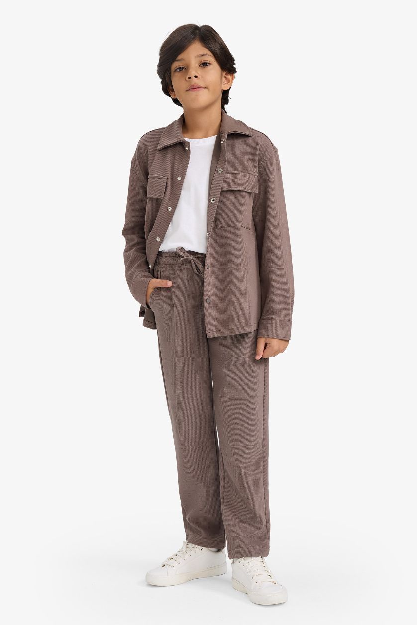 Erkek Çocuk - Genç Erkek Açık Kahve Beli Lastikli Standart Paça Pantolon Erkek Çocuk