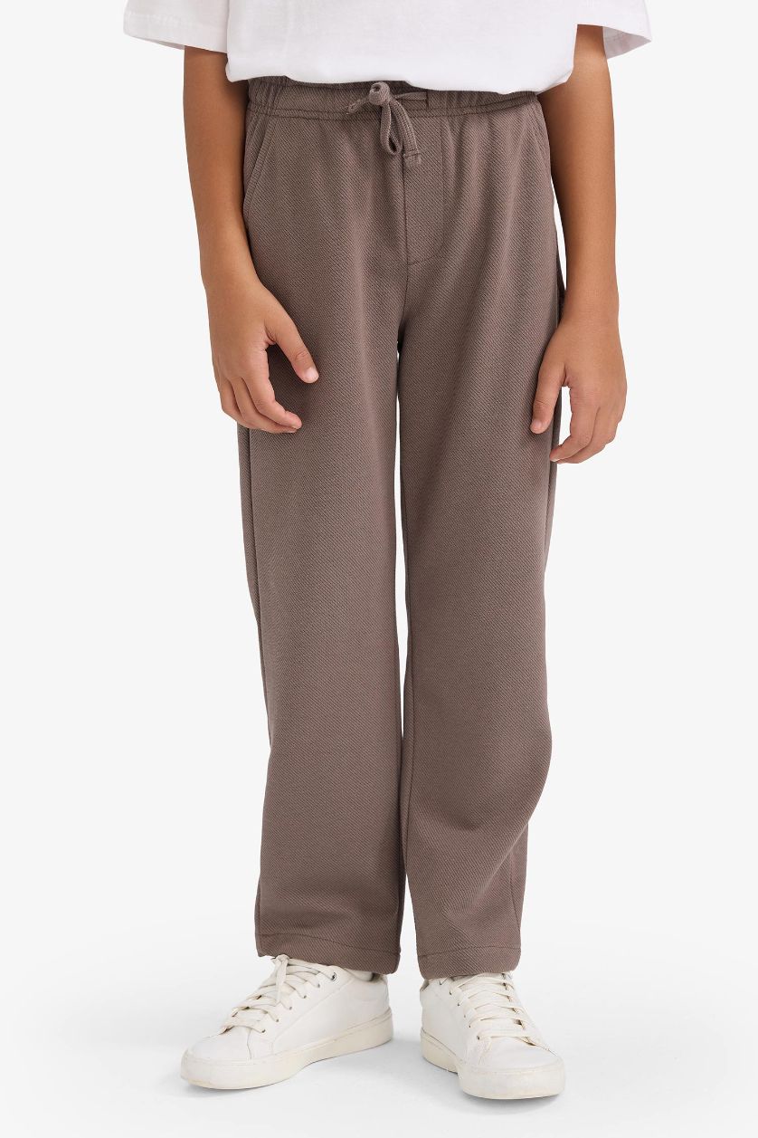 Erkek Çocuk - Genç Erkek Açık Kahve Beli Lastikli Standart Paça Pantolon Erkek Çocuk