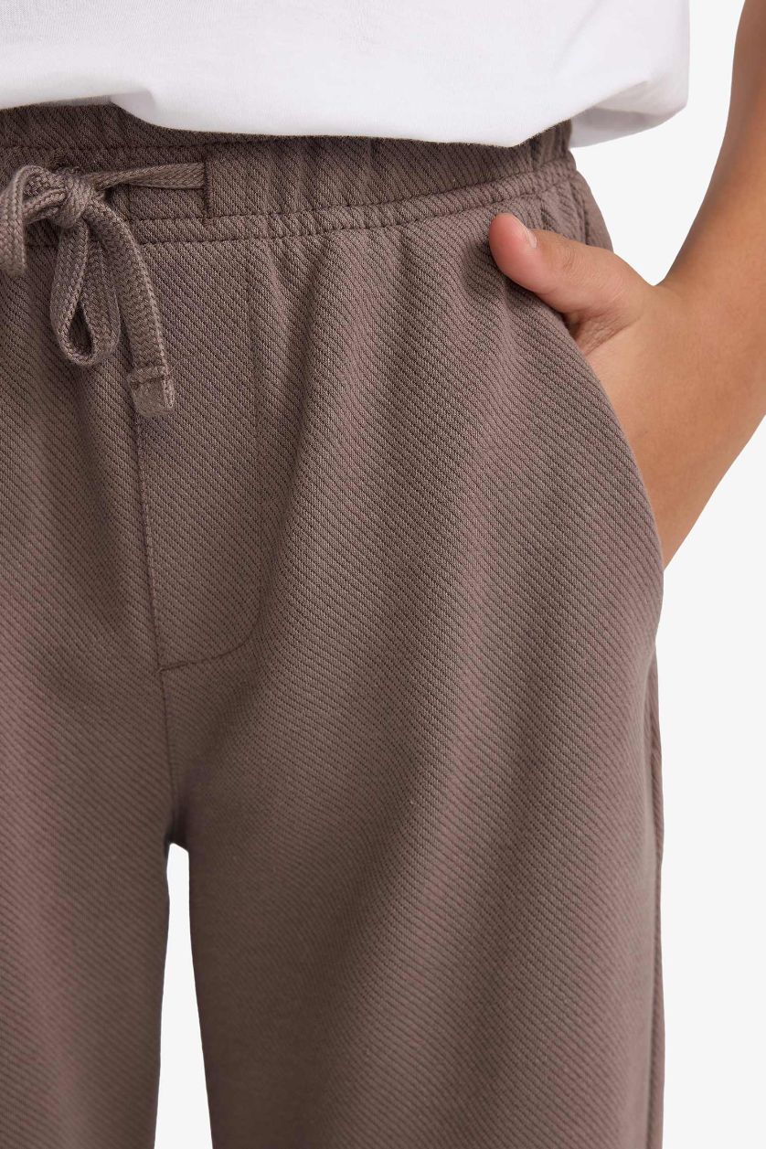 Erkek Çocuk - Genç Erkek Açık Kahve Beli Lastikli Standart Paça Pantolon Erkek Çocuk