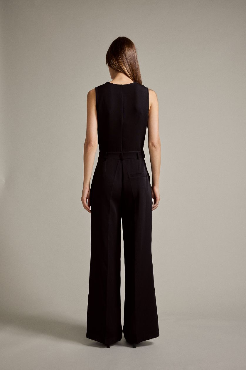 Kadın Siyah Slim Fit Dar Kesim Tulum