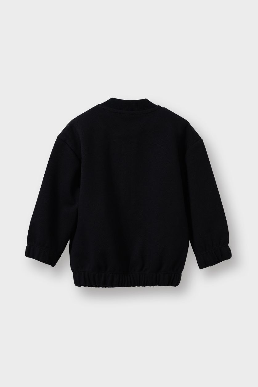 Erkek Bebek Antrasit Baskılı Hakim Yaka Fermuarlı Hırka Erkek Bebek