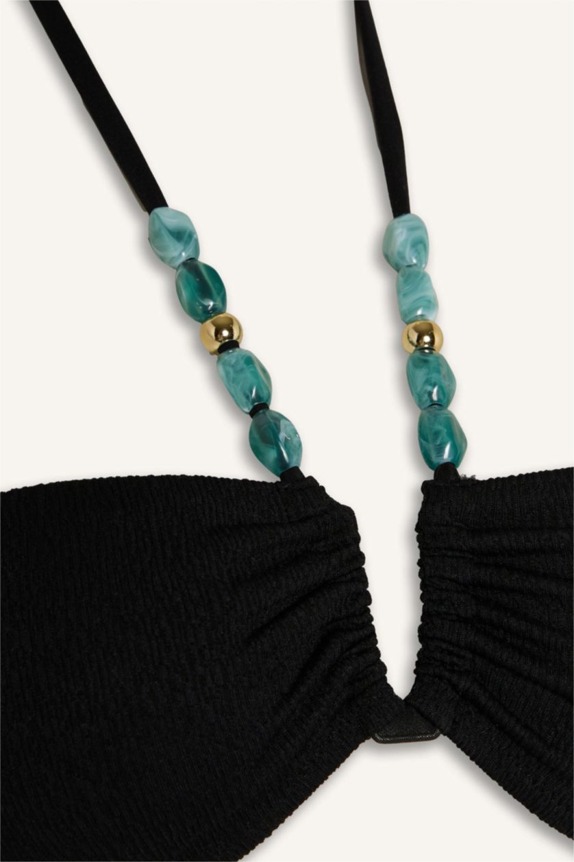 Әйелдерге қара Regular Fit кринкл мата бикини үсті