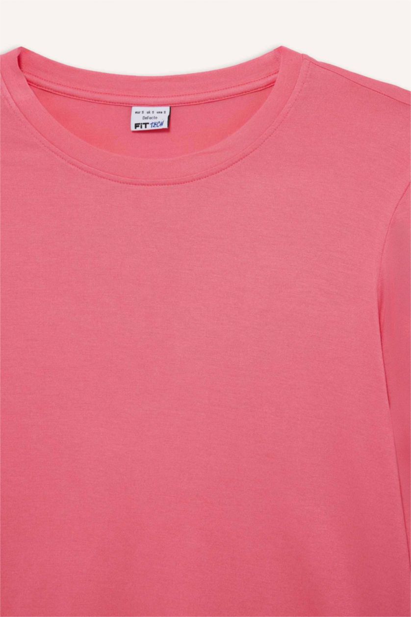 Kadın Pembe Standart Fıt Uzun Kollu Tişört