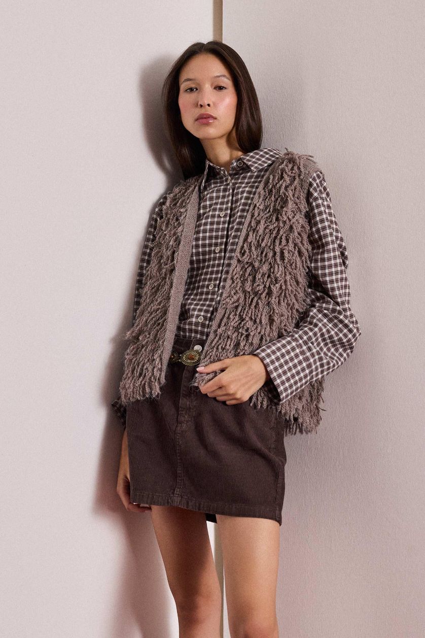 Kadın Vizon Püskül Detaylı Yelek