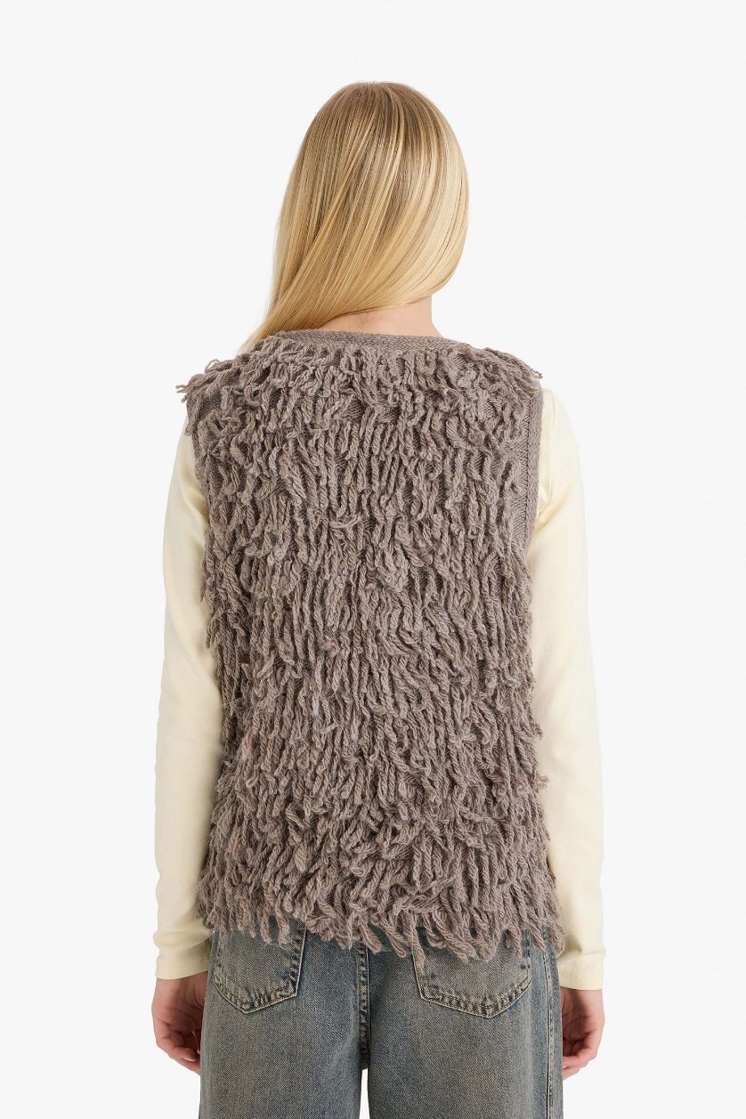 Kadın Vizon Püskül Detaylı Yelek