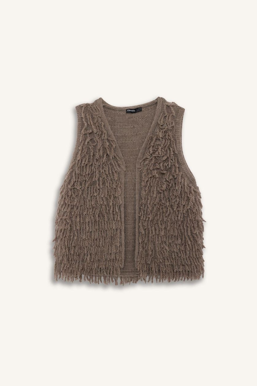 Kadın Vizon Püskül Detaylı Yelek