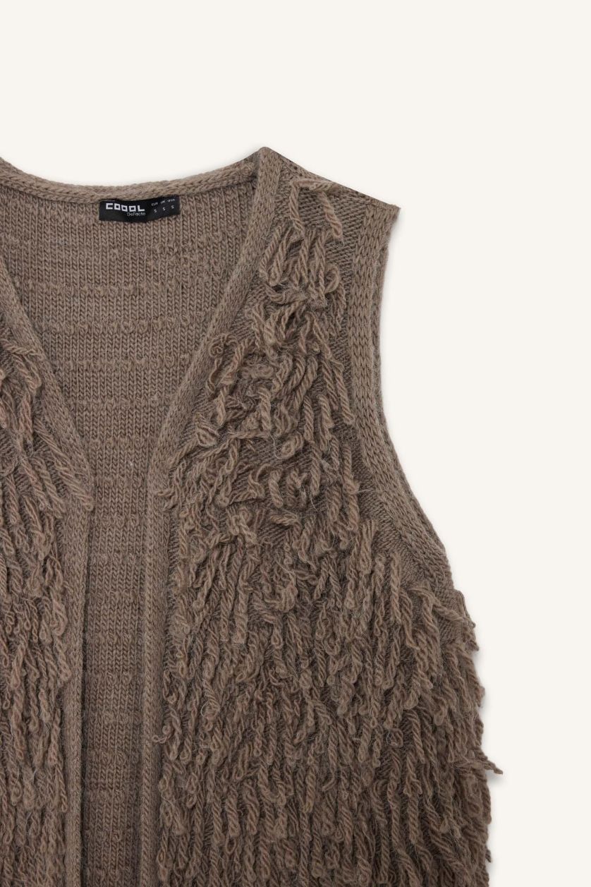 Kadın Vizon Püskül Detaylı Yelek