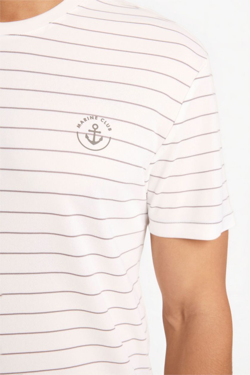 رجال بني تيشيرت رياضة نص كم قصة عادية برقبة مستديرة