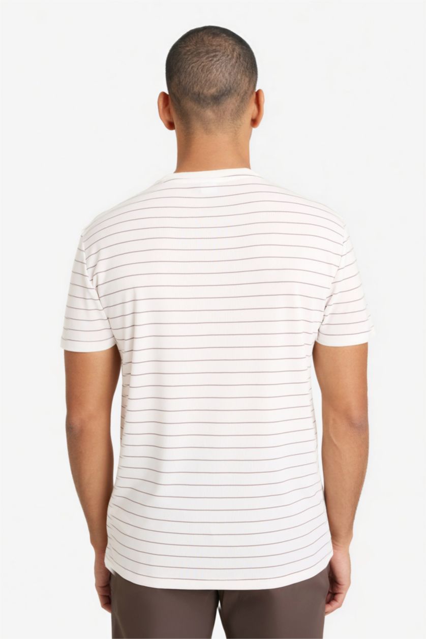 رجال بني تيشيرت رياضة نص كم قصة عادية برقبة مستديرة