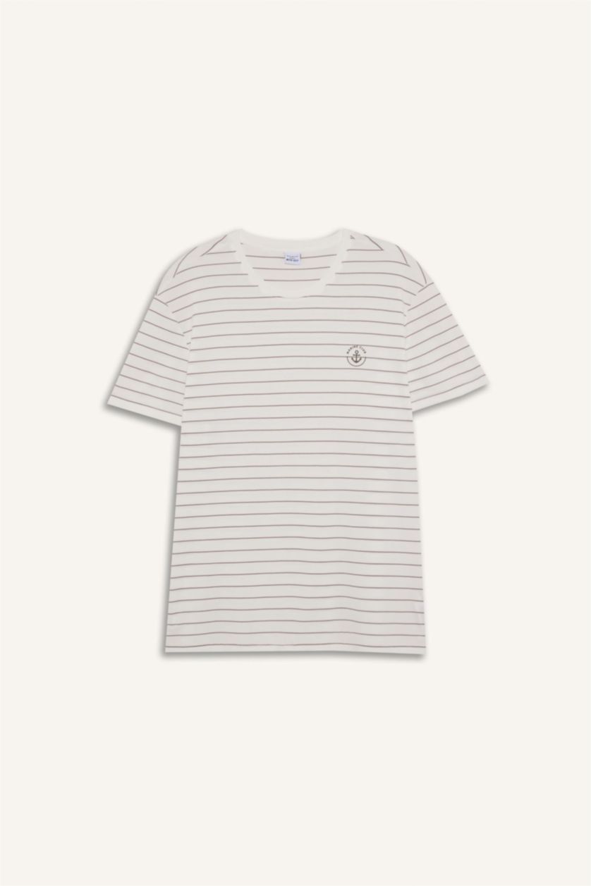 رجال بني تيشيرت رياضة نص كم قصة عادية برقبة مستديرة