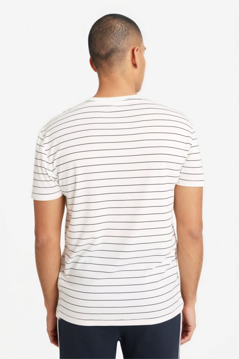 رجال كحلي تيشيرت رياضة نص كم قصة عادية برقبة مستديرة