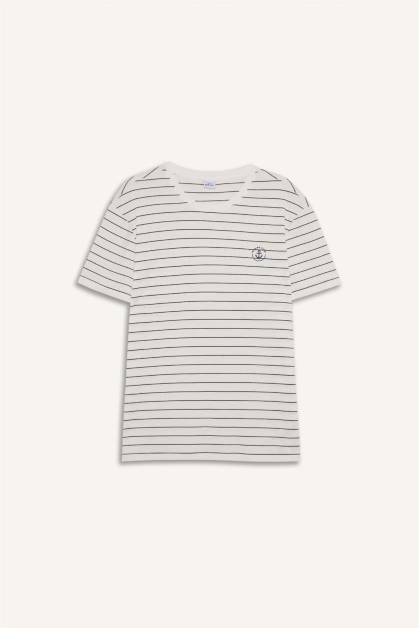 رجال كحلي تيشيرت رياضة نص كم قصة عادية برقبة مستديرة