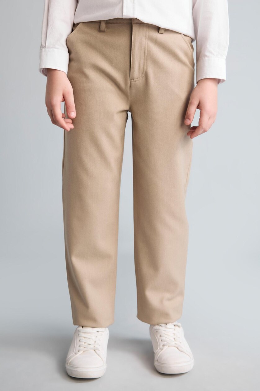 GARÇONS Beige Pantalon à jambes droites extensible Coupe régulière pour garçon