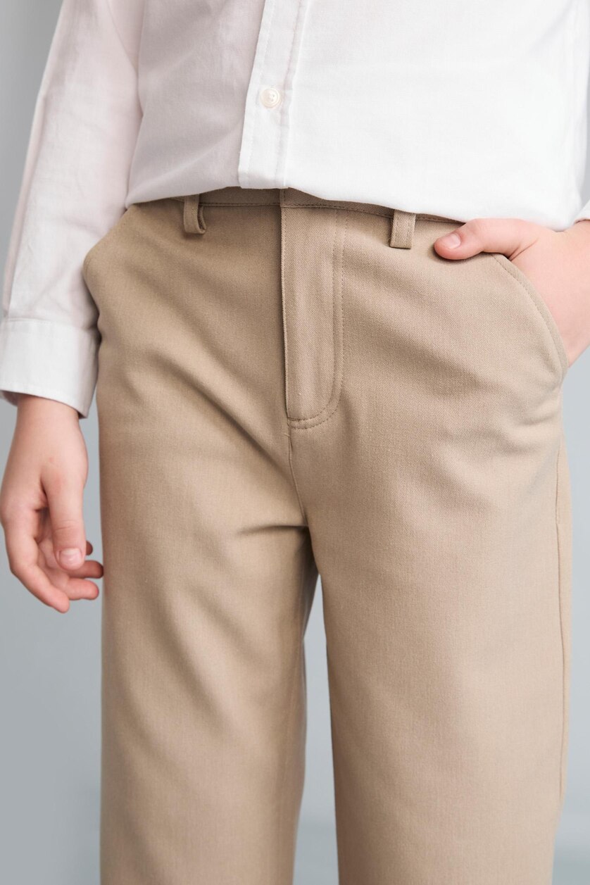 GARÇONS Beige Pantalon à jambes droites extensible Coupe régulière pour garçon