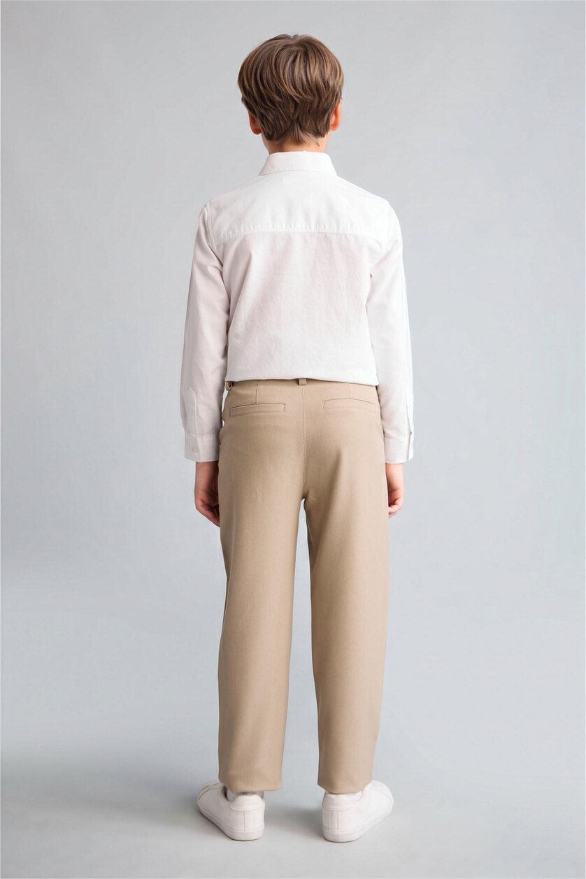 GARÇONS Beige Pantalon à jambes droites extensible Coupe régulière pour garçon