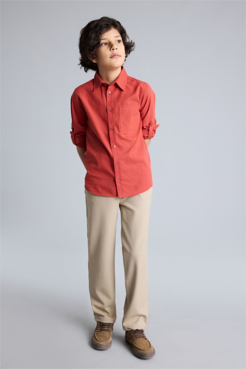 Erkek Çocuk - Genç Erkek Bej Melanj Her Yöne Esneyen Pantolon Erkek Çocuk