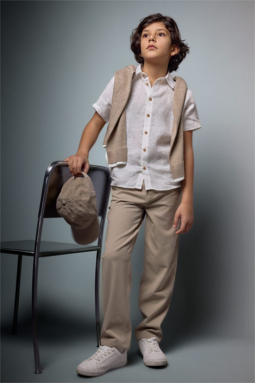 GARÇONS Beige Pantalon droit Coupe régulière pour garçon