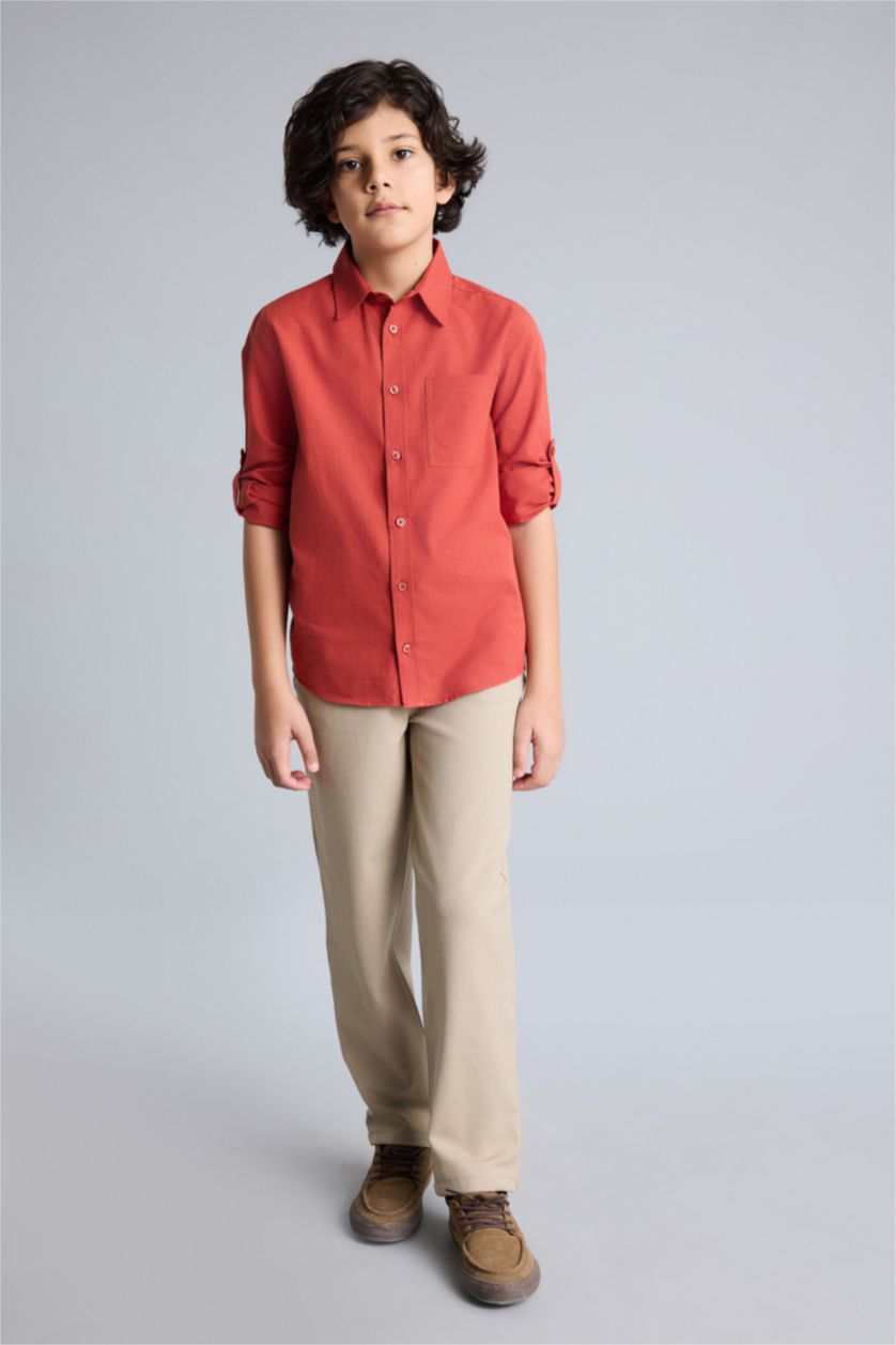 Erkek Çocuk - Genç Erkek Bej Melanj Her Yöne Esneyen Pantolon Erkek Çocuk