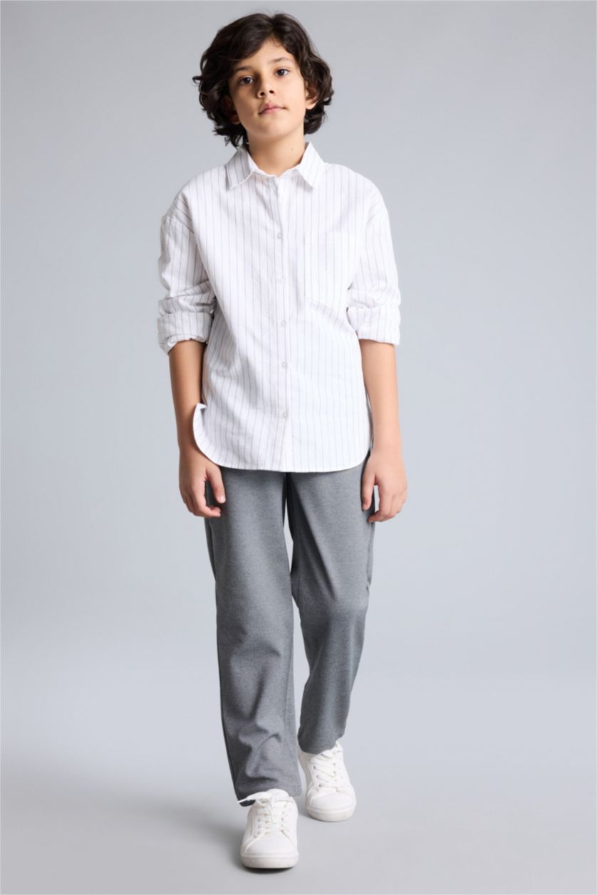 Erkek Çocuk - Genç Erkek Antrasit Melanj Düz Paça Pantolon Erkek Çocuk