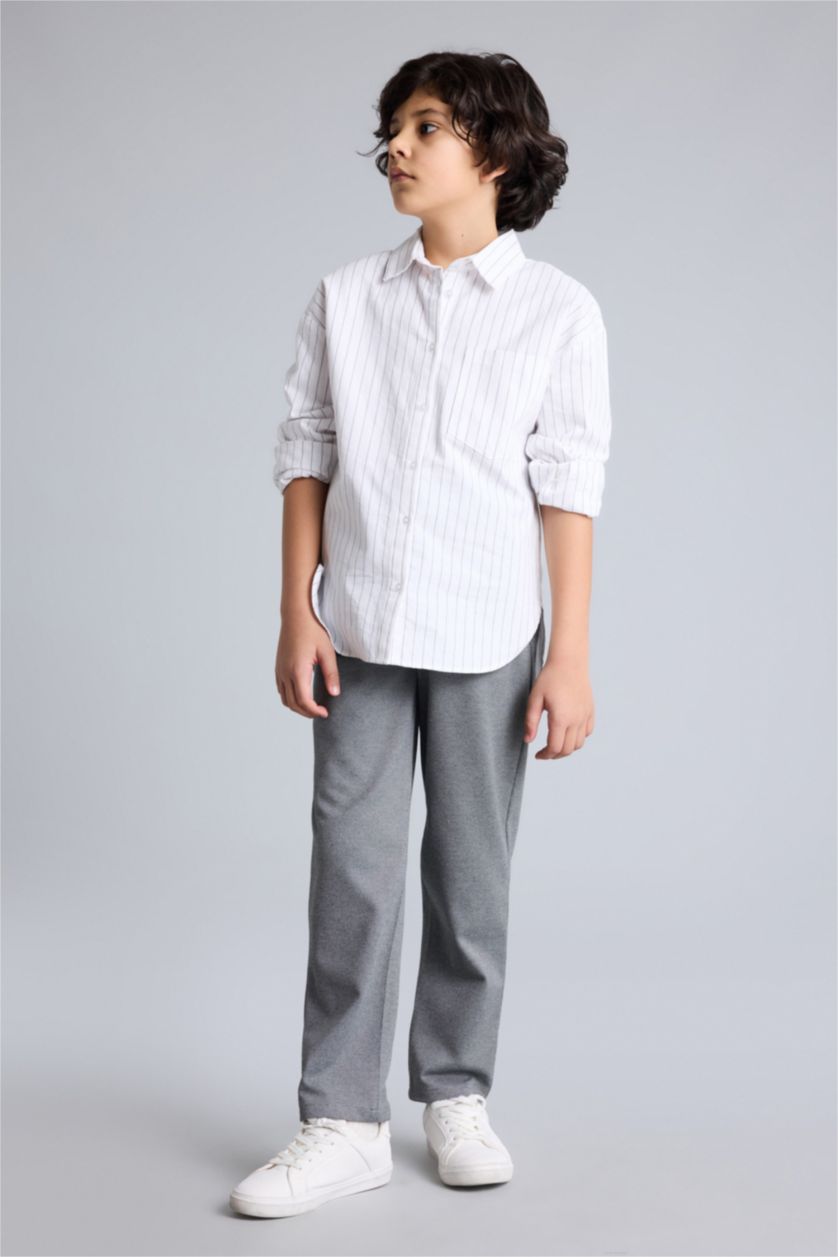 Erkek Çocuk - Genç Erkek Antrasit Melanj Düz Paça Pantolon Erkek Çocuk