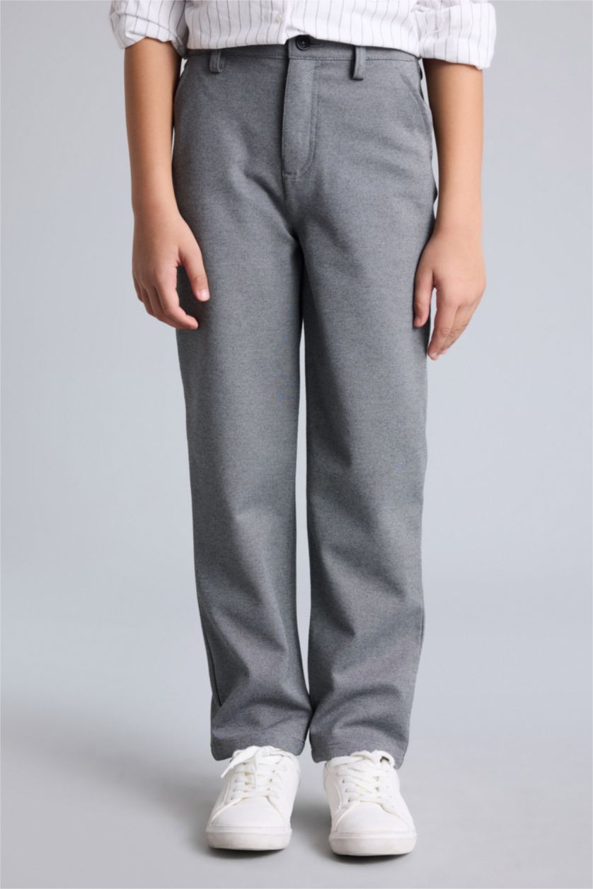 Erkek Çocuk - Genç Erkek Antrasit Melanj Düz Paça Pantolon Erkek Çocuk