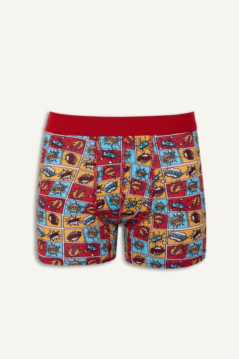 Erkek Lacivert Regular Fit Desenli 3'lü Boxer