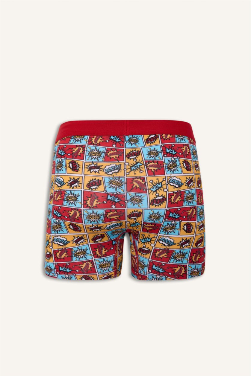 Erkek Lacivert Regular Fit Desenli 3'lü Boxer