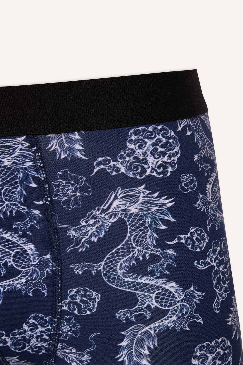 Erkek Lacivert Regular Fit Hayvan Baskılı 3'lü Boxer