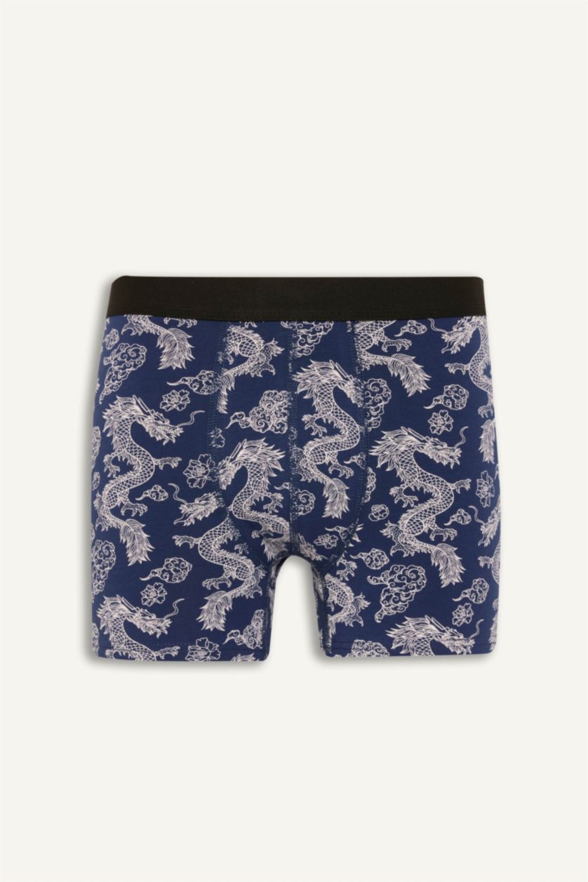 Erkek Lacivert Regular Fıt Hayvan Baskılı 3'lü Boxer