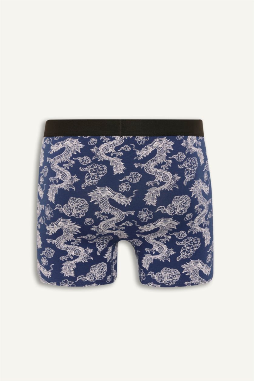 Erkek Lacivert Regular Fıt Hayvan Baskılı 3'lü Boxer