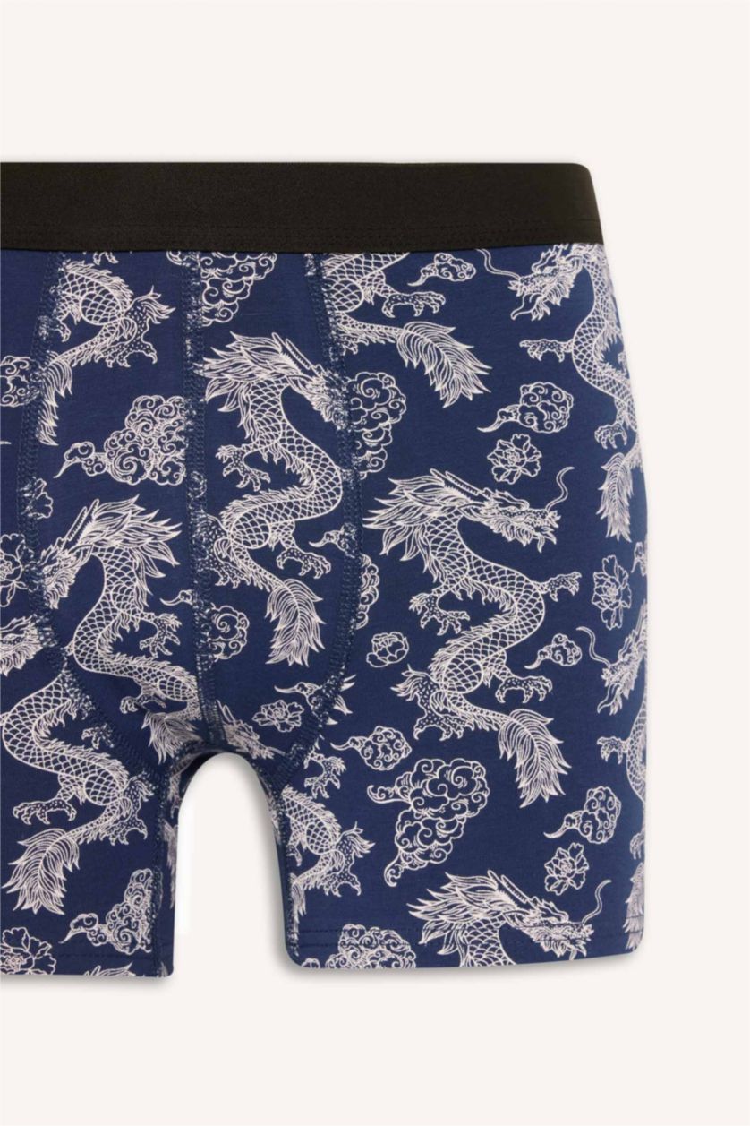 Erkek Lacivert Regular Fıt Hayvan Baskılı 3'lü Boxer