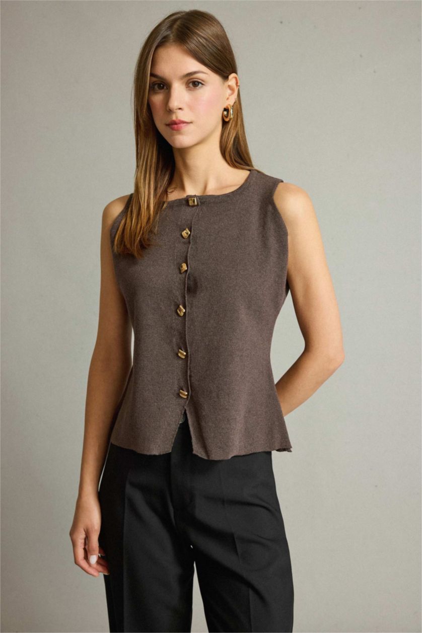 Kadın Kahve Slım Fıt Yelek