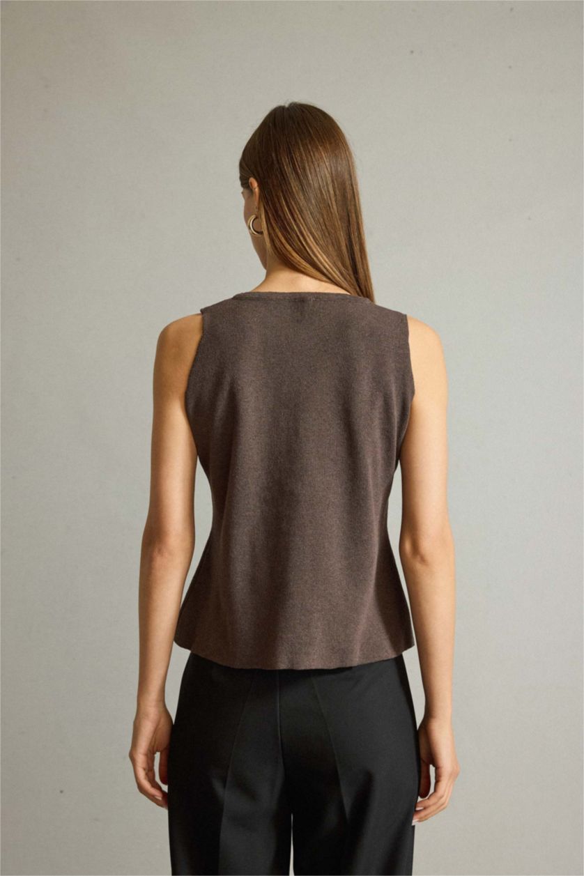 Kadın Kahve Slım Fıt Yelek