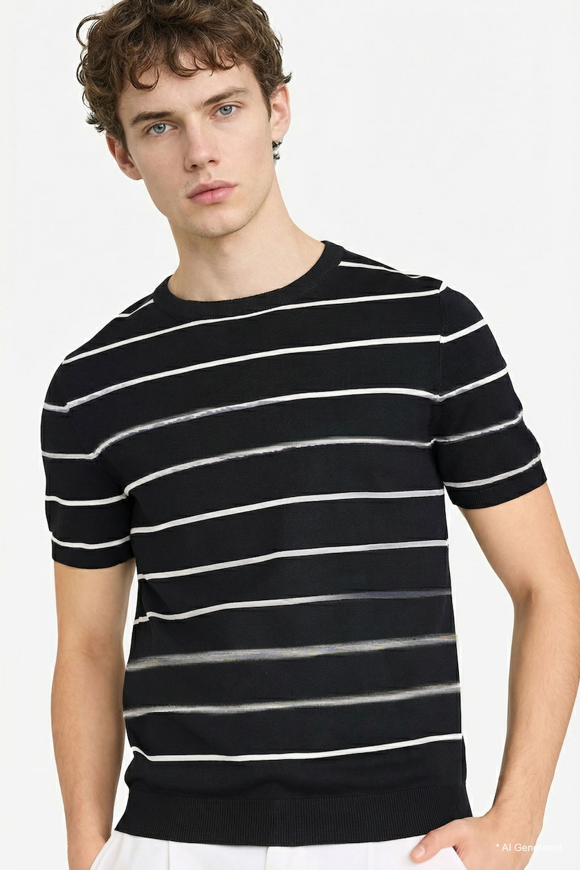 HOMME Noir T-shirt manches courtes Coupe standard
