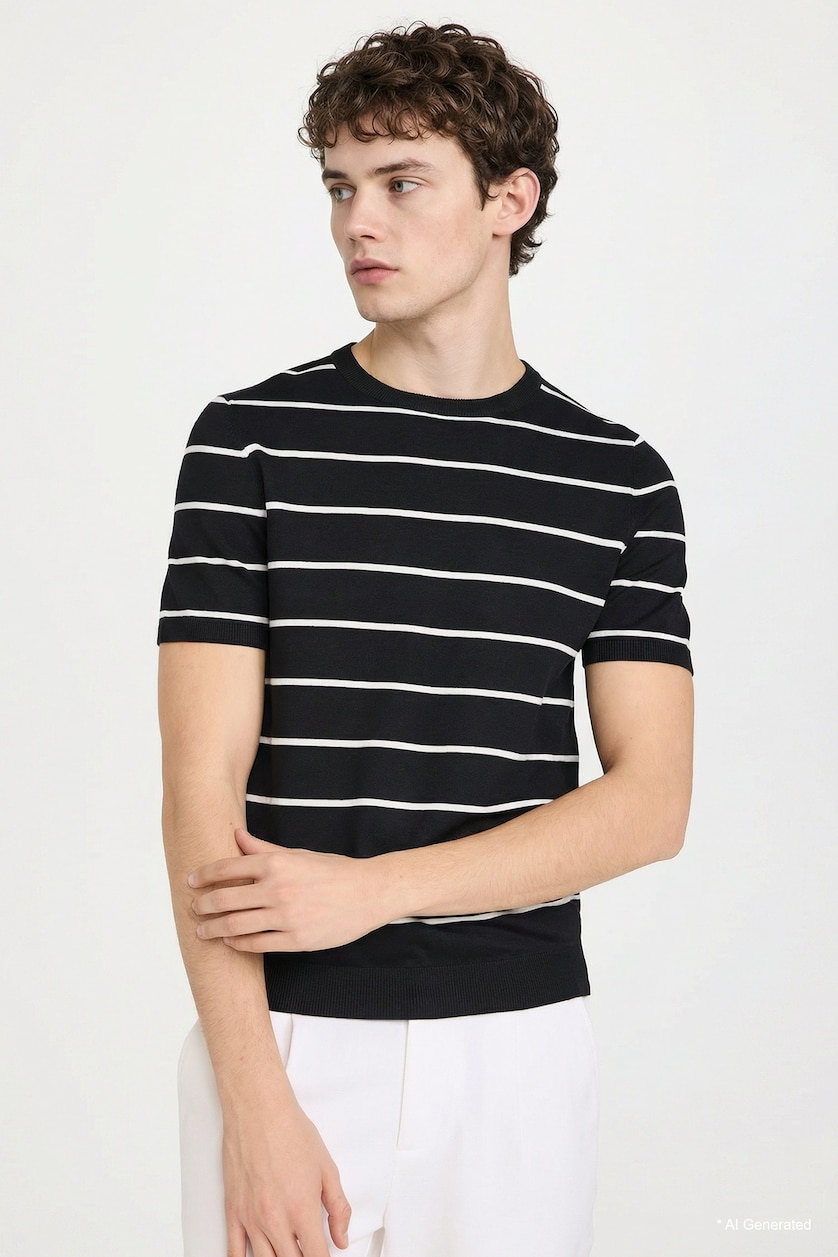 HOMME Noir T-shirt manches courtes Coupe standard