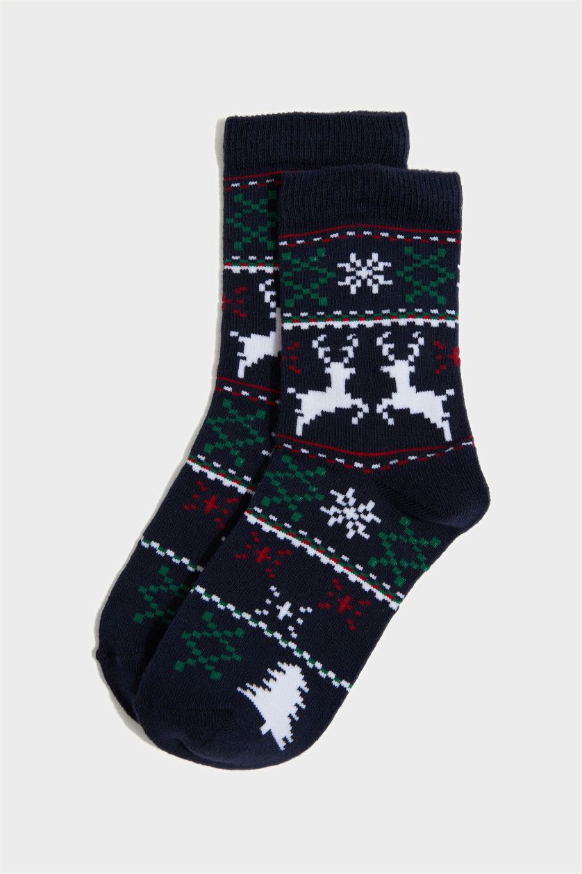 Kız Çocuk - Genç Kız Karma Kız Çocuk Yılbaşı Temalı 2'li Pamuklu Uzun Çorap