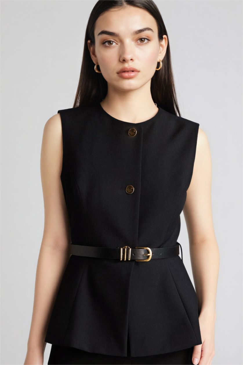 Женщины Черный Жилет приталенного кроя для женщин