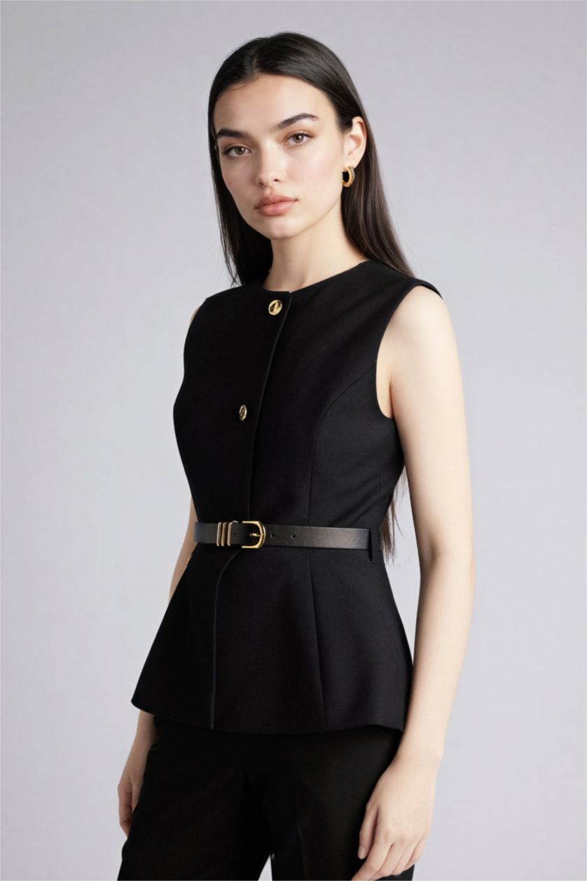 Женщины Черный Жилет приталенного кроя для женщин