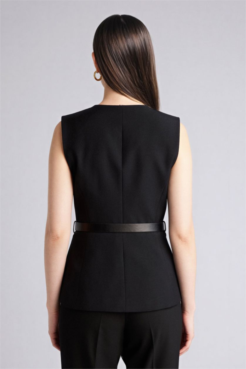 Женщины Черный Жилет приталенного кроя для женщин