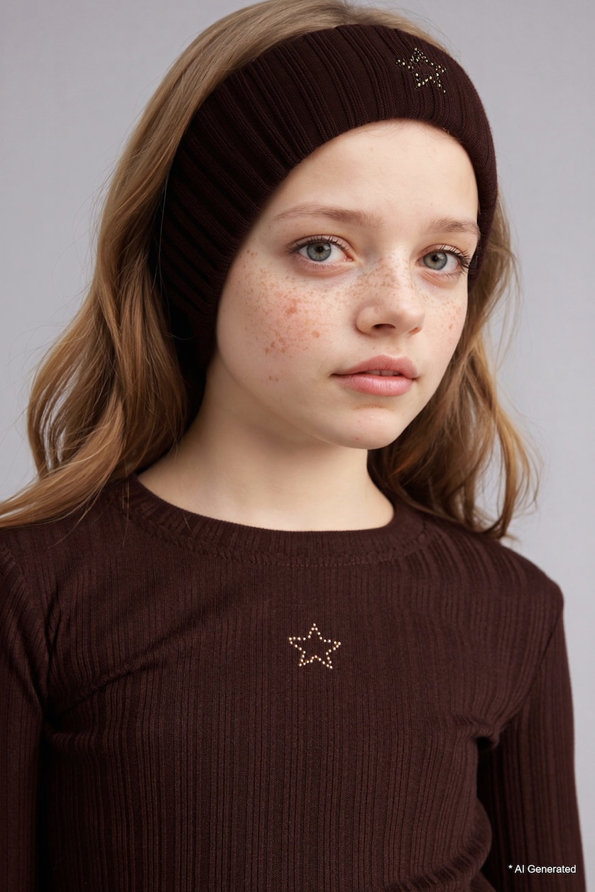 Young Girls - Teen Girls Brown Girl Slim Fit Long Sleeve T-Shirt