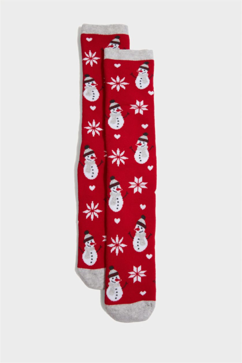 Kadın Karma Kadın Yılbaşı Temalı 2'li Pamuklu Uzun Çorap